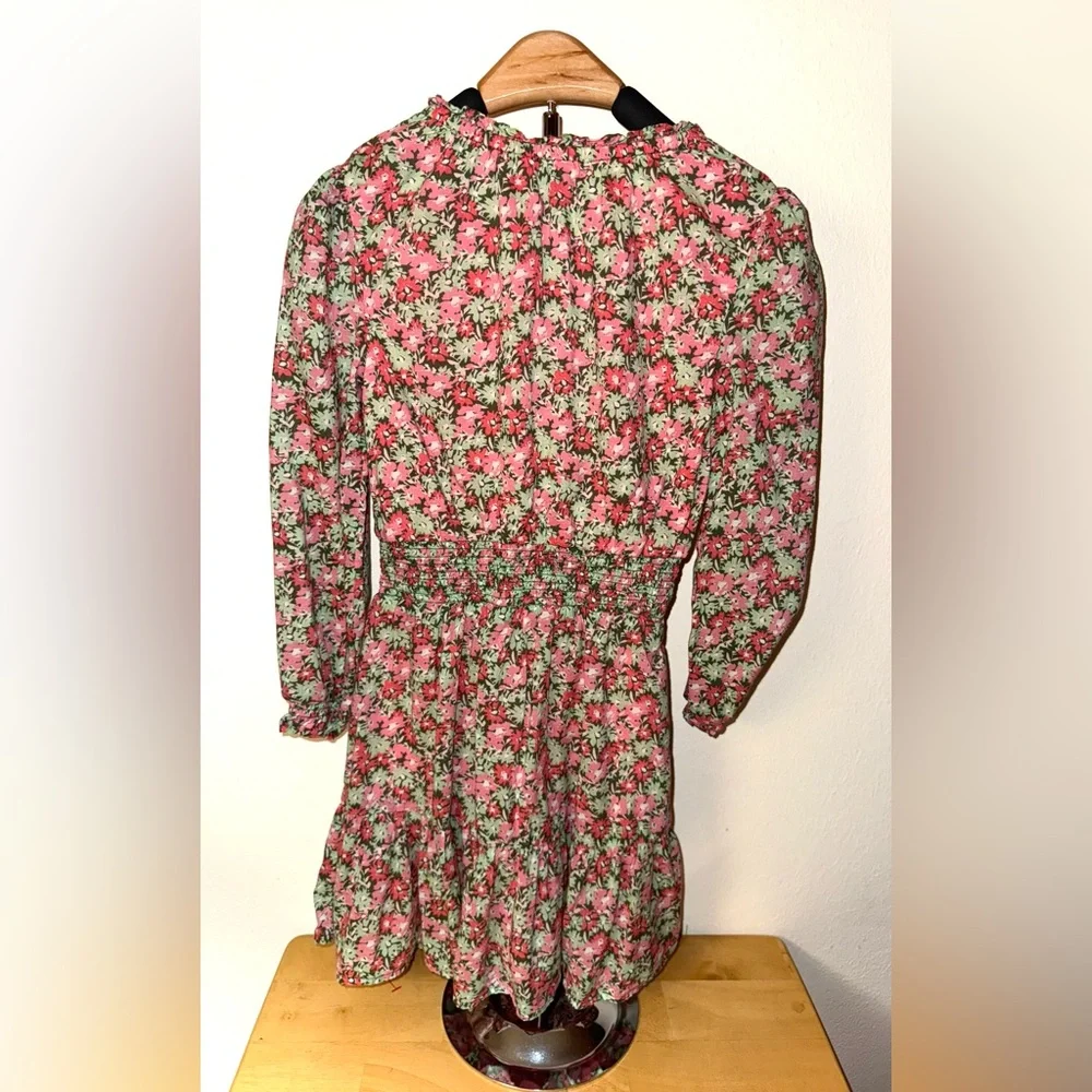 Vineyard Vines pink & green floral print dress w/ cinched waist, size 5/6, NWOT